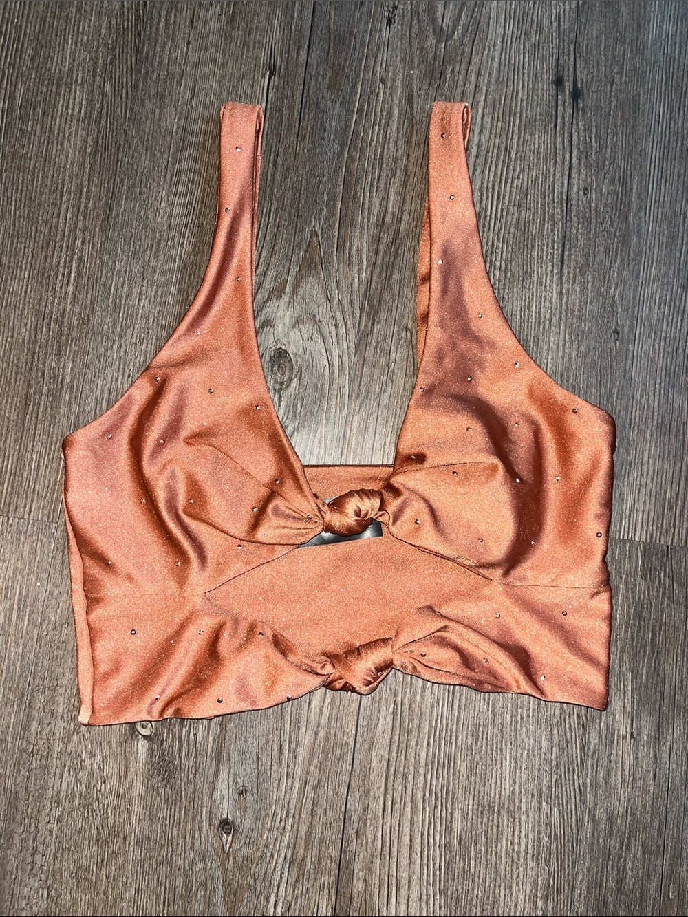 BEACH RIOT SPORT Copper Knot Bikini Top with Subtle Rhinestones